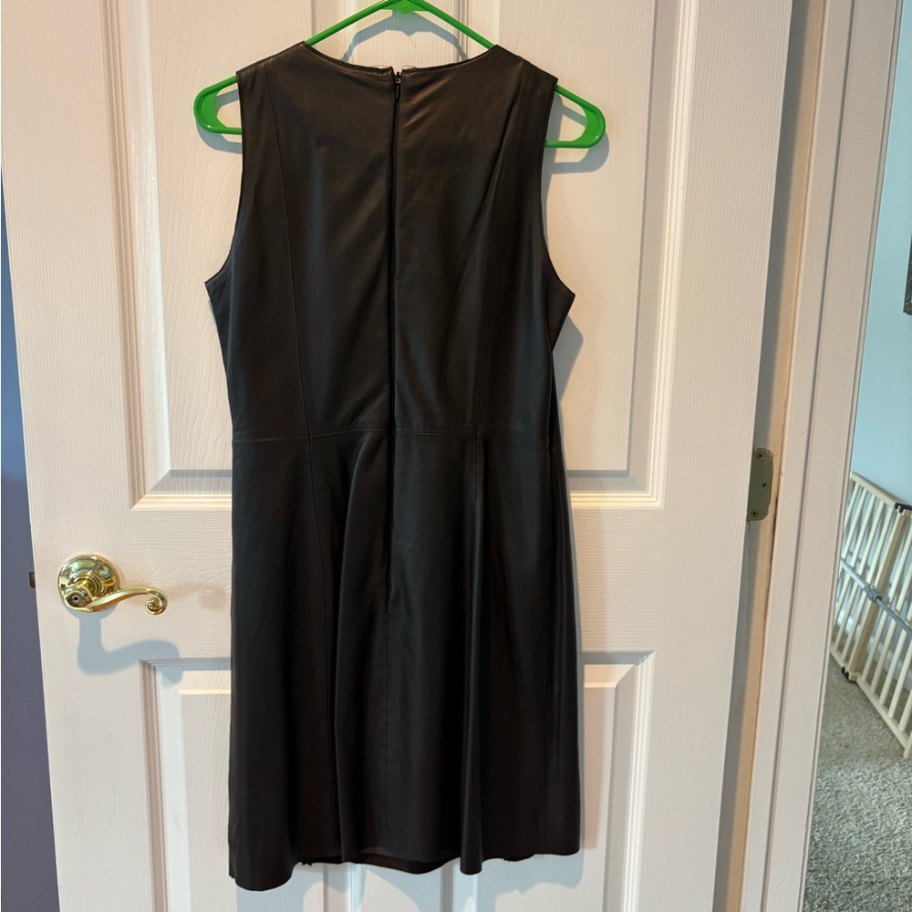 Chocolate Brown Leather Sheath Dress